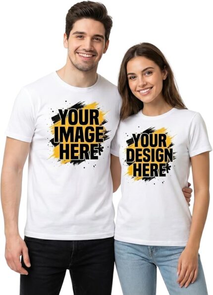 Custom Personalized Cotton T-Shirt – Front & Back Print Design Your Own Tee(Bundle of 10 Products)
