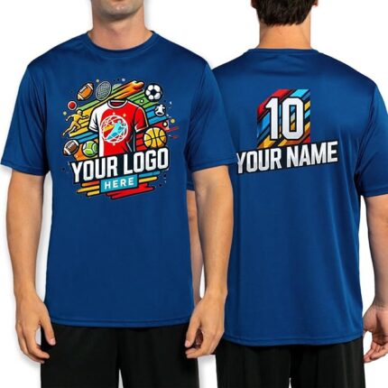 Custom Sport Performance T-Shirt – Personalized 100% Polyester Moisture-Wicking Tee (Front & Back Print)(Bundle of 14 )